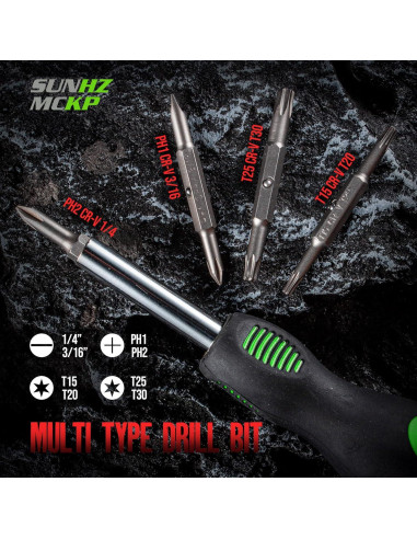 Destornillador 8 en 1 SUNHZMCKP, portátil y ergonómico