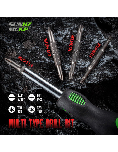 Destornillador 8 en 1 SUNHZMCKP, portátil y ergonómico