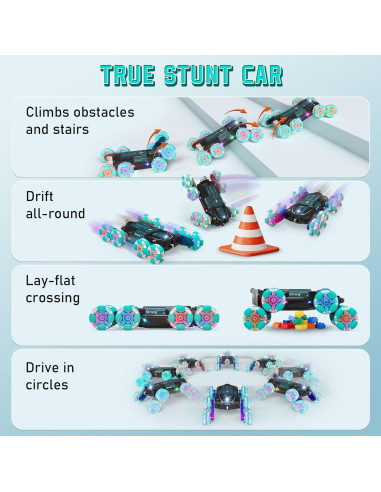 Coche Acrobático RC GLUISEUR 8WD Control Remoto Gestos Negro