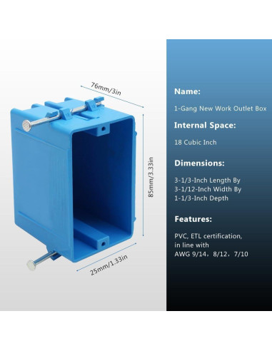 Caja de salida eléctrica XGGYA 1 gang azul 18 in ETL