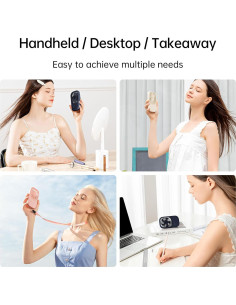 Ventilador de Mano JISULIFE Beige Portátil Recargable USB 3 Velocidades 2