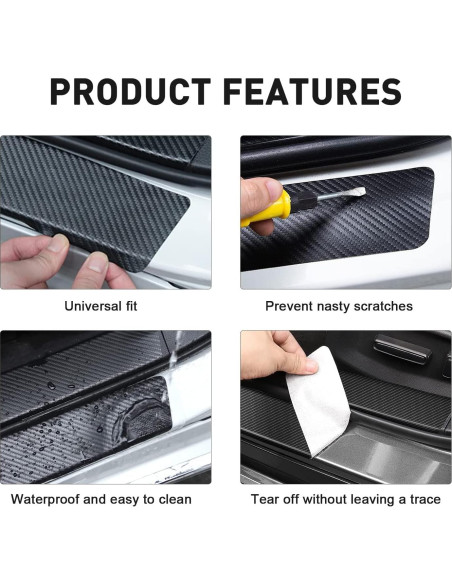 4 Protectores de Umbral de Puerta DAOPERS CHAXEL Fibra Carbono