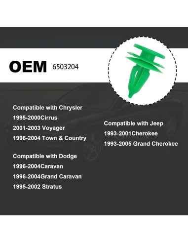 100 Clips de Retención 8mm TOPCNOEM para Chrysler y Dodge