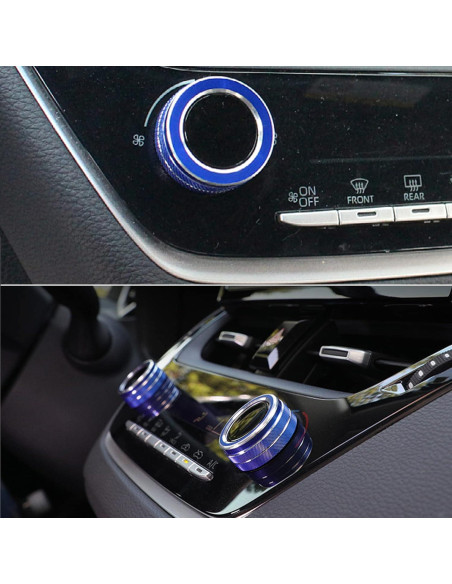 Anillo de Cubierta Botón Aire Acondicionado KEEGTBOX Azul para Toyota Corolla 2020-2022
