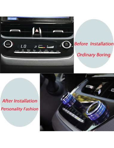 Anillo de Cubierta Botón Aire Acondicionado KEEGTBOX Azul para Toyota Corolla 2020-2022