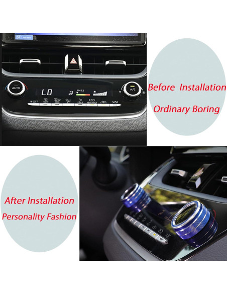 Anillo de Cubierta Botón Aire Acondicionado KEEGTBOX Azul para Toyota Corolla 2020-2022