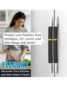 Cubiertas para Manijas de Refrigerador ELCOOR 5PCS Negro/Dorado 2