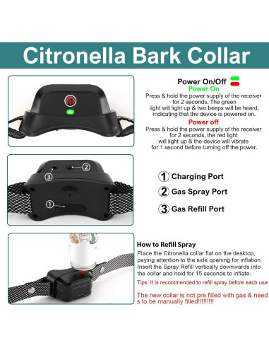 Collar de Entrenamiento de Citronela KDSZJDV T510 IPX7 para Perros