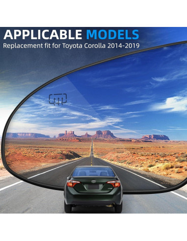 Cristal Espejo Lateral Izquierdo Toyota Corolla 2014-2019 con Calefacción