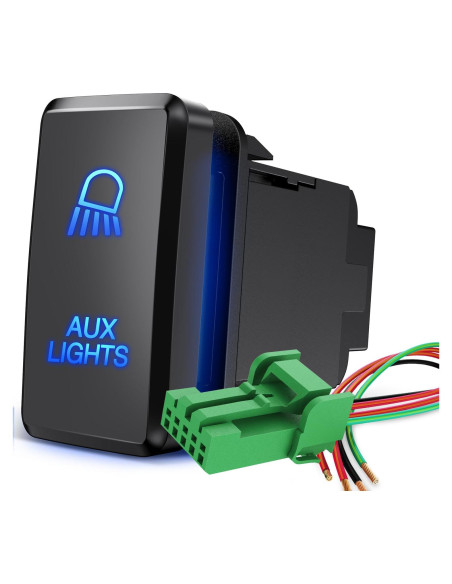 Interruptor de Botón AUX Nilight 12V con Kit de Cable 3.91x2.11cm