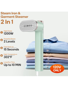 Vaporizador de Ropa Newbealer 1200W 2 en 1 Verde 150C 2