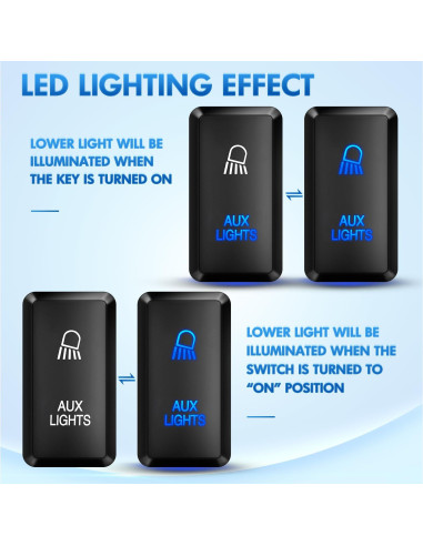 Interruptor de Botón AUX Nilight 12V con Kit de Cable 3.91x2.11cm
