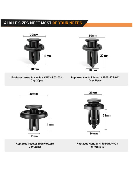 Kit de Clips de Retención GOOACC 83 Piezas para Honda y Toyota