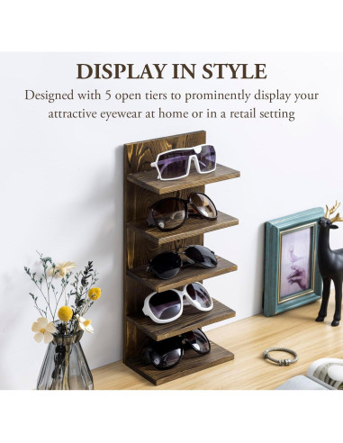 Soporte para Gafas de Sol MyGift de Madera Quemada 5 Niveles