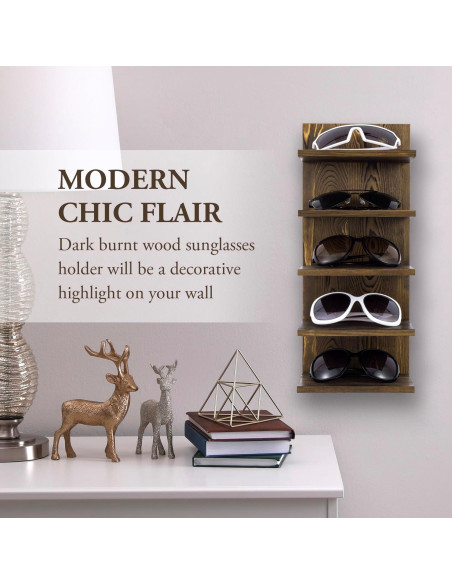 Soporte para Gafas de Sol MyGift de Madera Quemada 5 Niveles