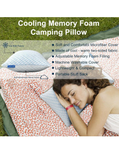Almohada de Camping Gehannah Grande - Espuma de Memoria 50x38cm 2