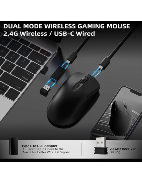 Ratón Gaming Inalámbrico A.JAZZ AJ139 G Pro 59g 26000DPI