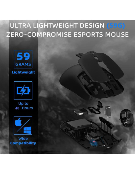 Ratón Gaming Inalámbrico A.JAZZ AJ139 G Pro 59g 26000DPI