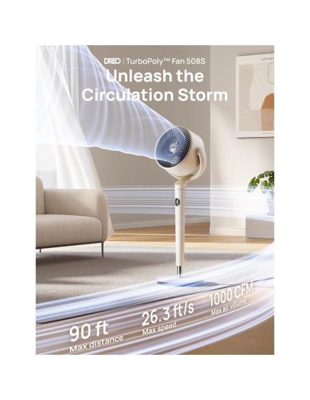 Ventilador de Pedestal Dreo DR-HPF008S Blanco 9 Velocidades 20dB