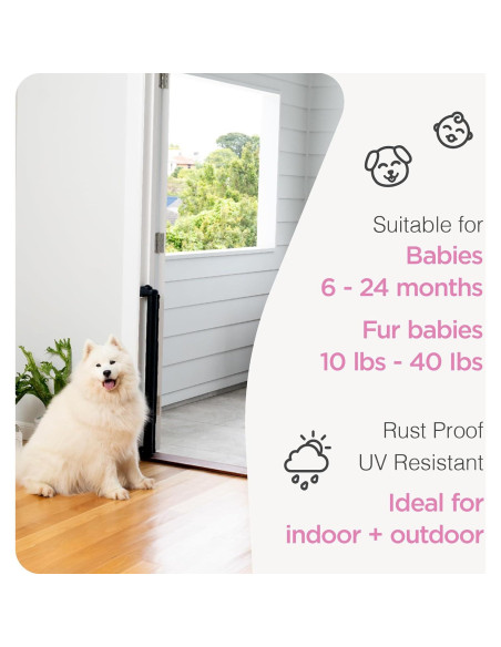 Puerta Retráctil Perma para Bebés y Mascotas 140x84 cm Negra