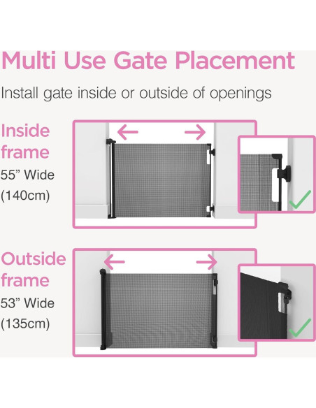 Puerta Retráctil Perma para Bebés y Mascotas 140x84 cm Negra
