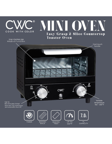 Horno de Tostadas COOK WITH COLOR WMT07 600W Negro