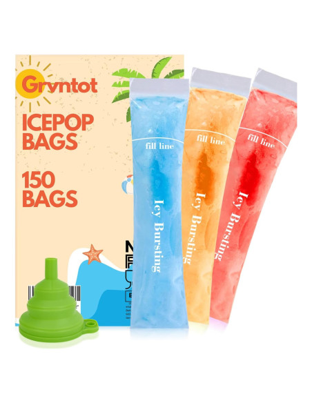 150 Bolsas Desechables para Paletas de Hielo Grvntot 20.32x5.08 cm