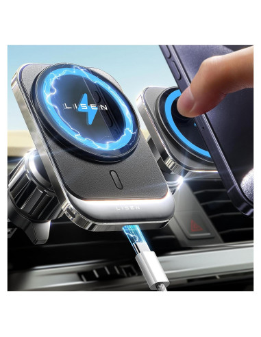 Soporte de Coche MagSafe LISEN para iPhone 16 - Cargador Inalámbrico