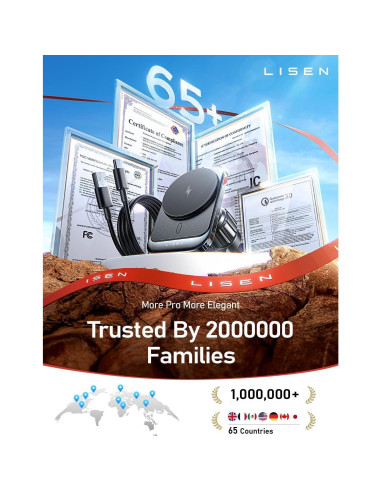 Soporte de Coche MagSafe LISEN para iPhone 16 - Cargador Inalámbrico