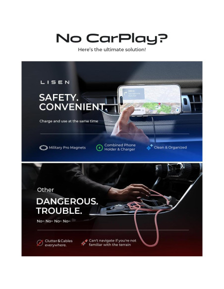 Soporte de Coche MagSafe LISEN para iPhone 16 - Cargador Inalámbrico Soporte de Coche MagSafe LISEN para iPhone 16 - Cargador Inalámbrico