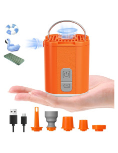 Bomba de Aire Eléctrica Portátil Lewondr 1600mAh Naranja