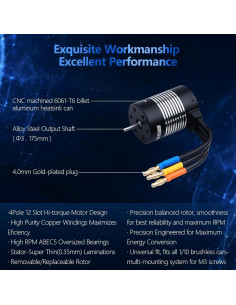 Motor Sin Escobillas 3650 4300KV DideaECO para Coche RC 1:10 2