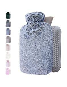 Botella de Agua Caliente Qomfor 1.8L con Funda Suave Azul