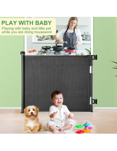 Puerta Retráctil MYPIN para Bebés y Mascotas 86x140 cm Negra 2