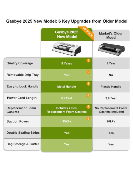 Máquina Selladora al Vacío Gasbye VS5166 Doble Sellado 95kPa