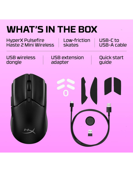 HyperX Pulsefire Haste 2 Mini - Ratón Gaming Inalámbrico 59g