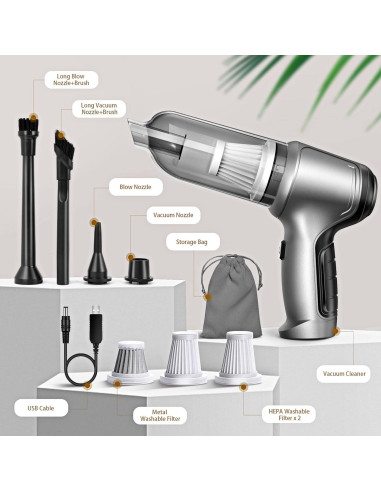 Aspiradora Portátil de Mano Giftalk ST-6645 12000PA Plata