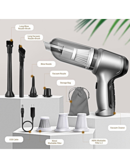 Aspiradora Portátil de Mano Giftalk ST-6645 12000PA Plata