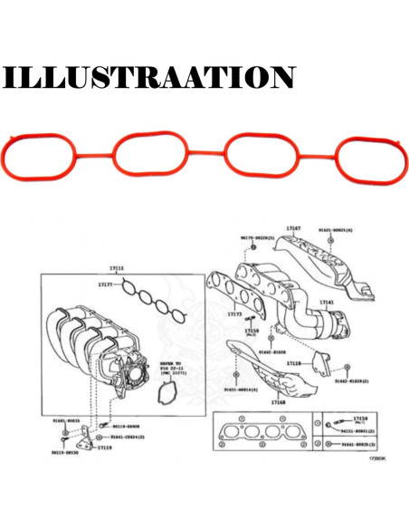 Junta de Colector de Admisión PMFCA para Toyota Corolla 2003-2008