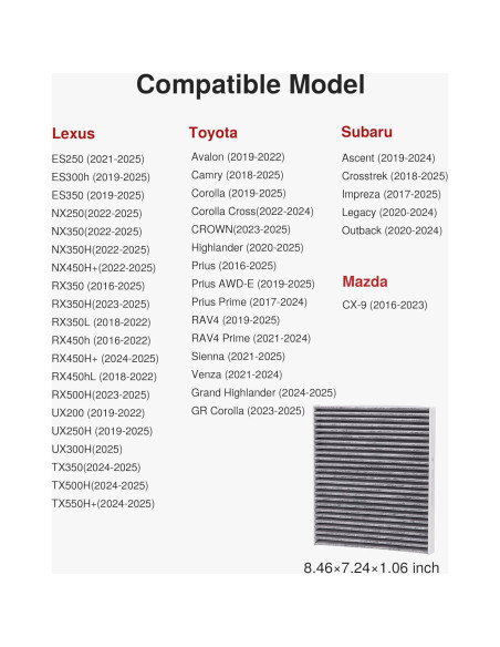 Filtro de Aire de Cabina Puroma CAF157S con Carbón Activado