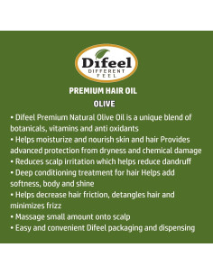 Aceite Natural para Cabello Difeel - Oliva 70 ml (Paquete de 6) 2