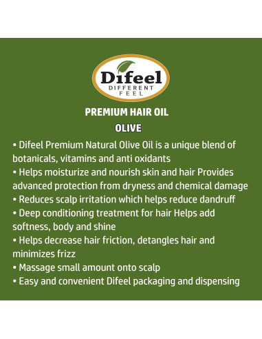 Aceite Natural para Cabello Difeel - Oliva 70 ml (Paquete de 6)