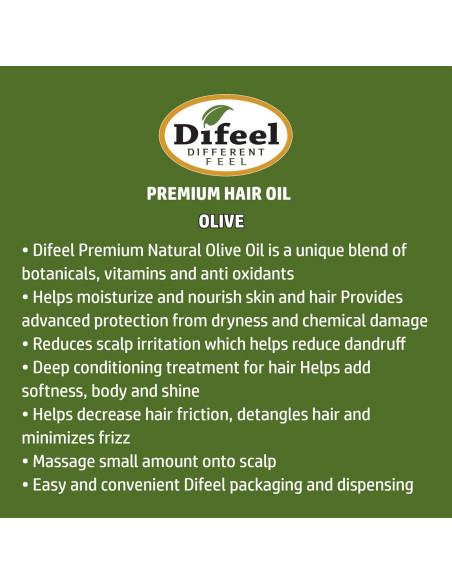 Aceite Natural para Cabello Difeel - Oliva 70 ml (Paquete de 6)