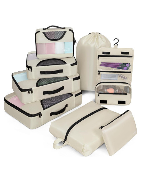 Cubos de Compresión para Empacar FREEAMG - 8 Piezas Beige