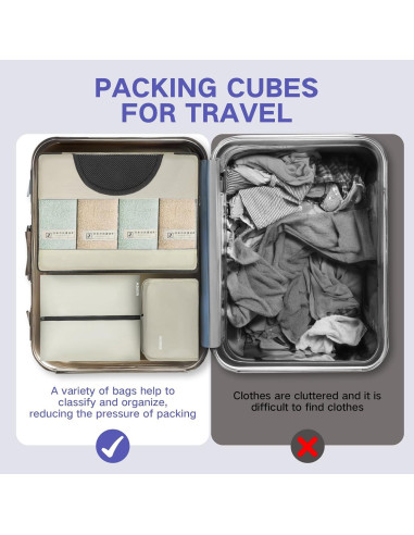 Cubos de Compresión para Empacar FREEAMG - 8 Piezas Beige