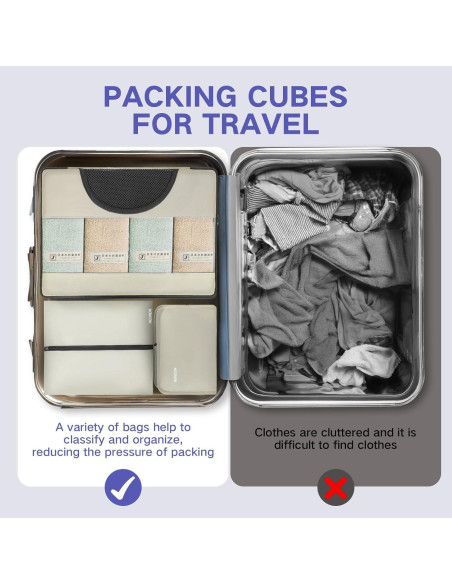 Cubos de Compresión para Empacar FREEAMG - 8 Piezas Beige