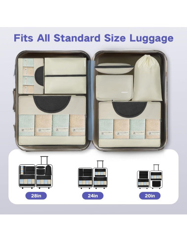 Cubos de Compresión para Empacar FREEAMG - 8 Piezas Beige