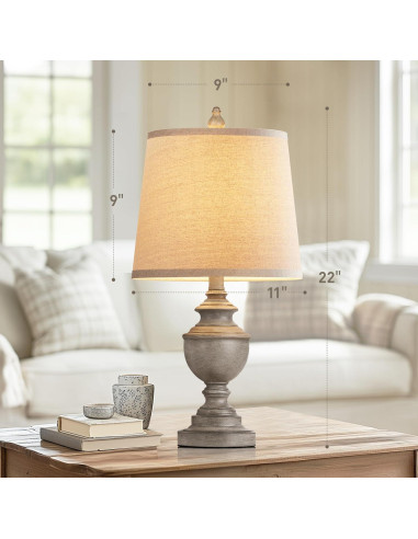 Juego de 2 Lámparas de Mesa Retro PARTPHONER Gris Antiguo