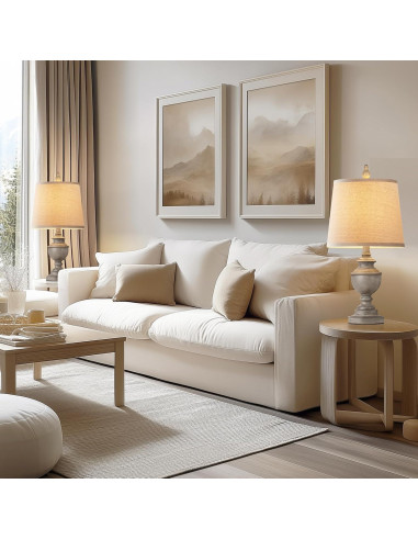 Juego de 2 Lámparas de Mesa Retro PARTPHONER Gris Antiguo