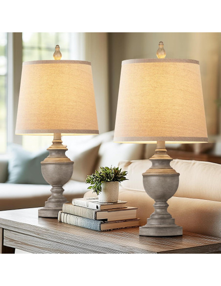 Juego de 2 Lámparas de Mesa Retro PARTPHONER Gris Antiguo